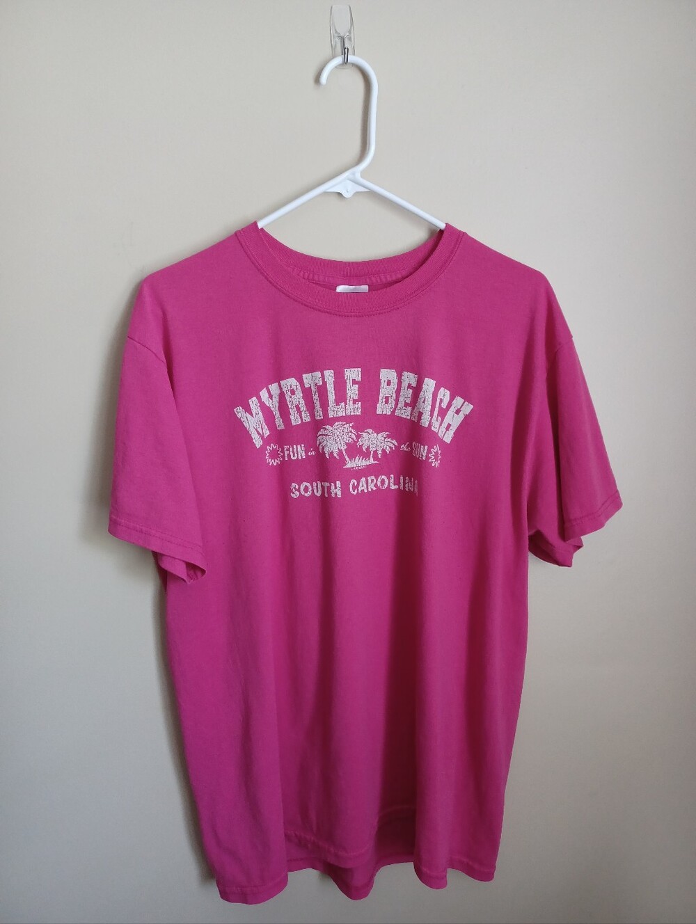 Women's Size Large Pink Jerzees Fun In The Sun Myrtle Beach, SC T-Shirt Top